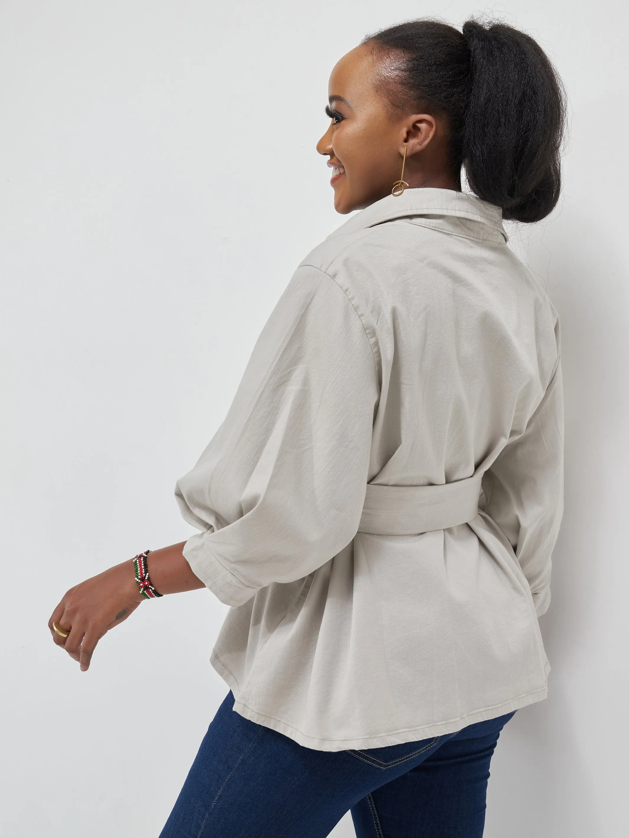 Safari Basic Belted Coat (Short) - Sand