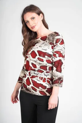 Saloos Drop-Sequins Snake Print Top