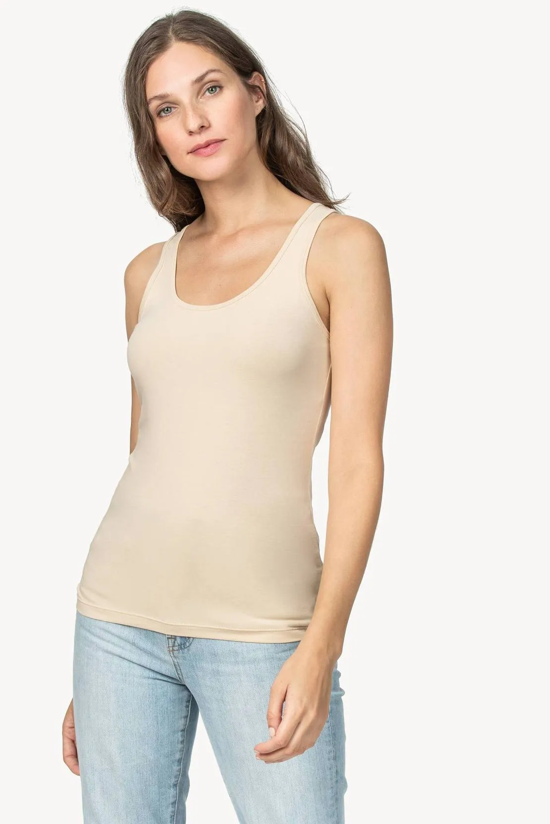 Scoop Layering Tank in nude by Lilla P