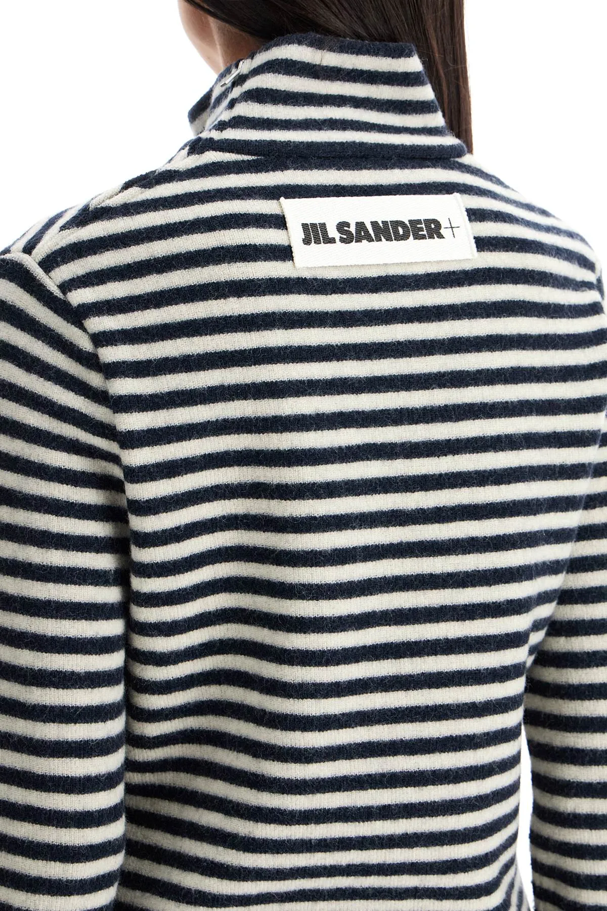 STRIPED BOILED WOOL KNIT PULLOVER SWEATER