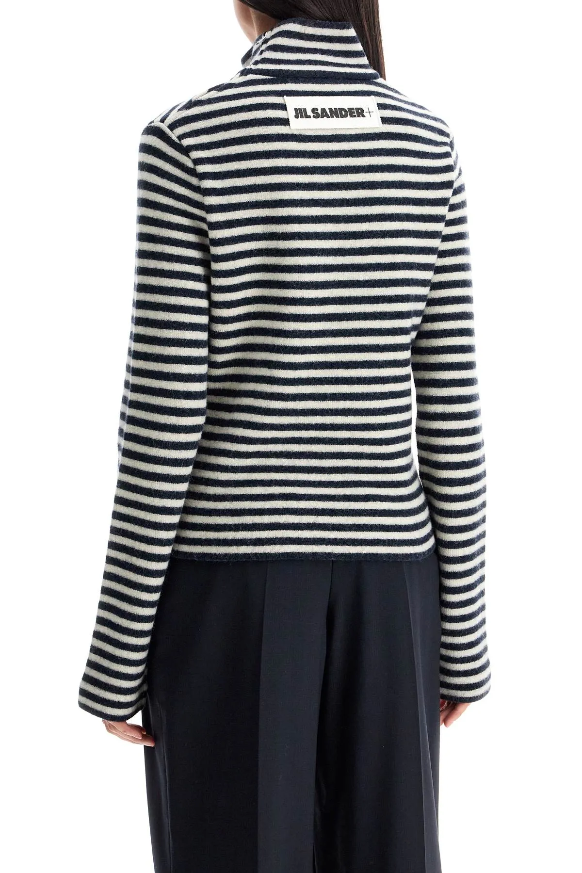 STRIPED BOILED WOOL KNIT PULLOVER SWEATER