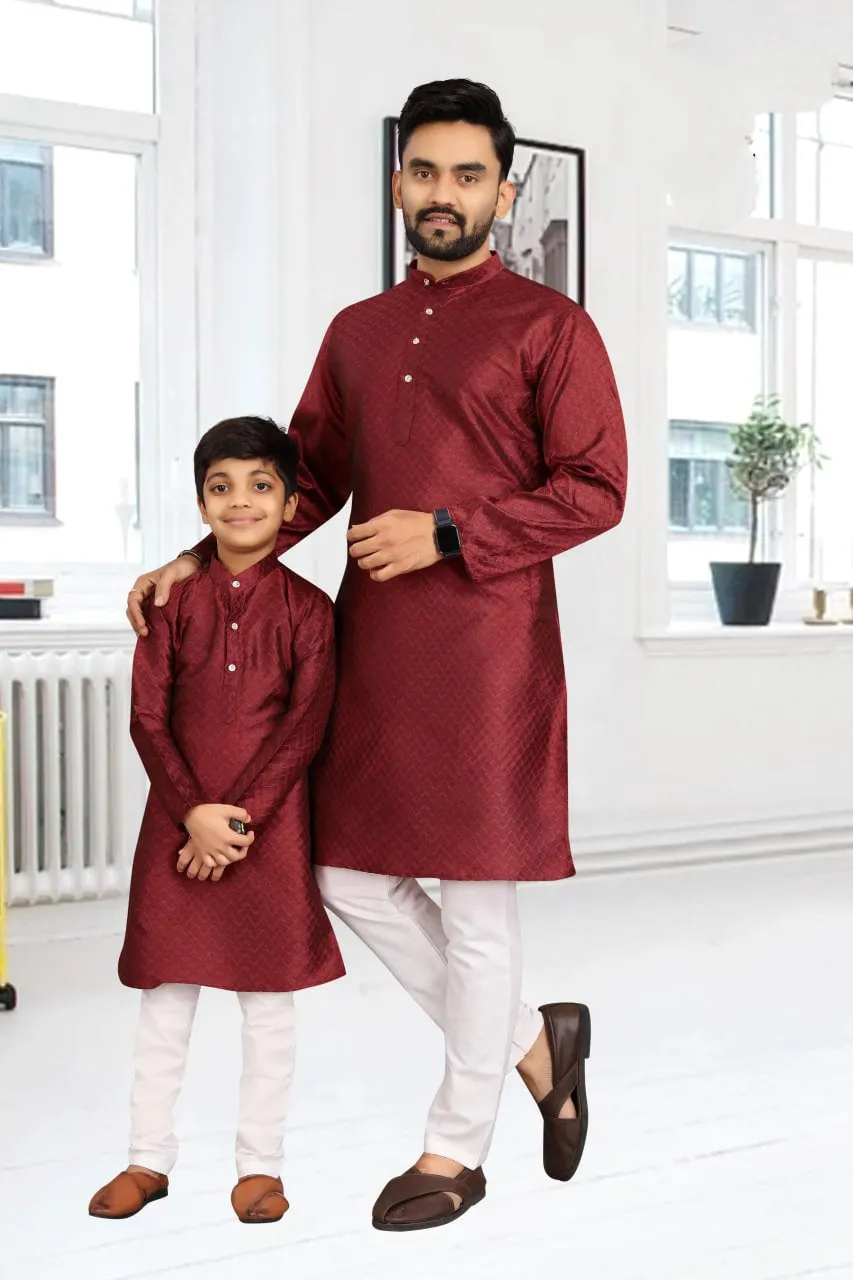 Traditional Party wear Father Son Matching Outfits Maroon