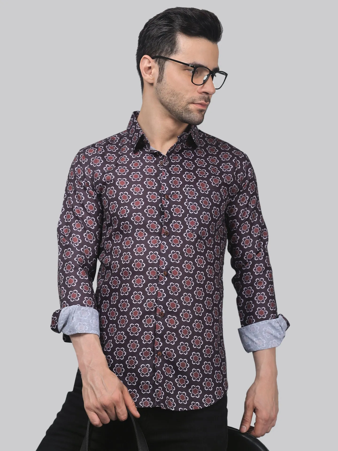 TryBuy Men's Fashionable ‍Full Sleeve Cotton Button-Up Shirt For Men