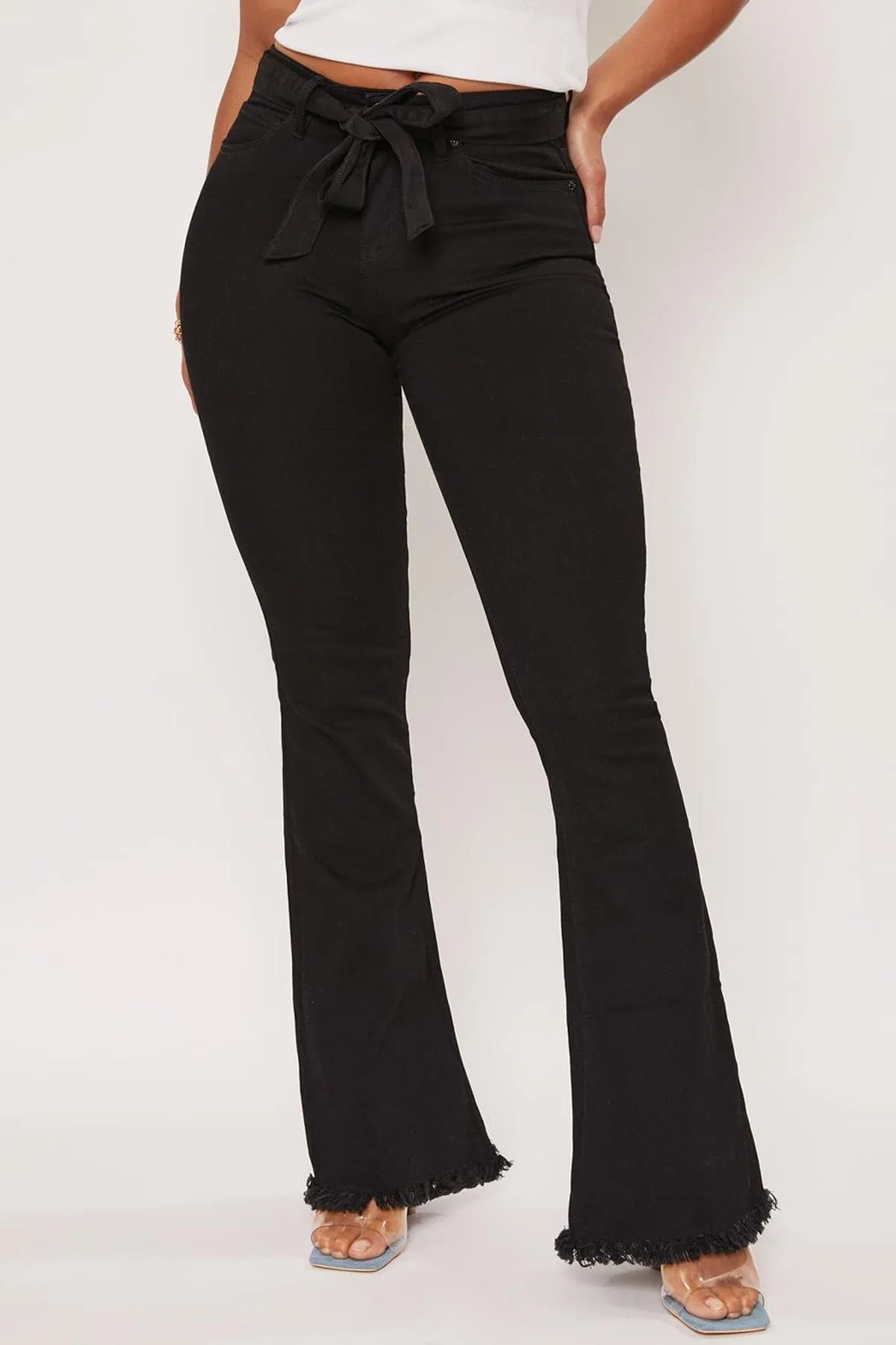 Women's  Belted Flare Jeans-Sale